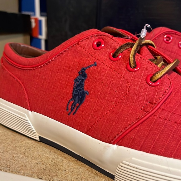 Polo Ralph Lauren Faxon Ripstop shoes sneakers new red Mens Size 11.5 - Picture 5 of 13